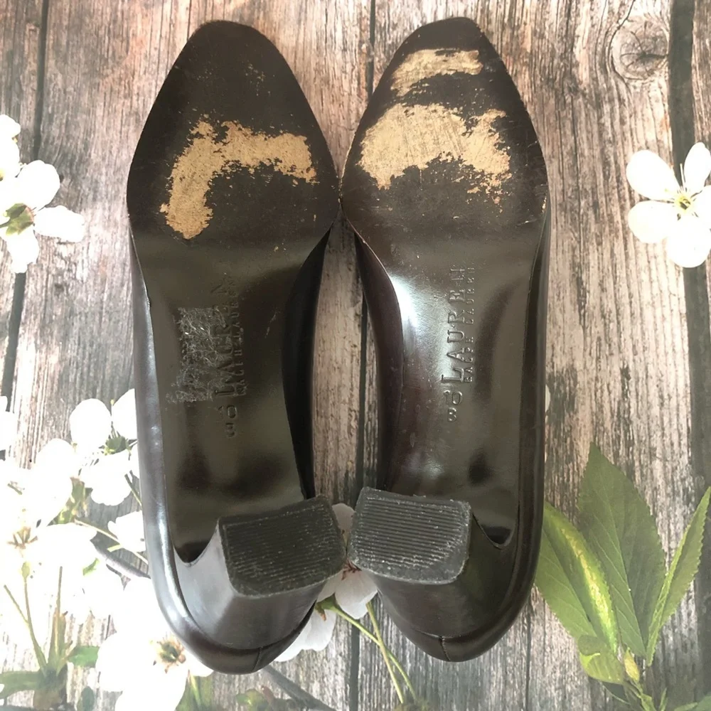 Lauren Ralph Lauren Brown Leather Heels - Picture 8 of 8